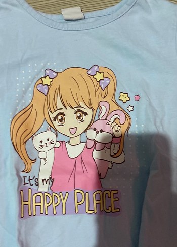 Mavi Kız Çocuk Uzun Kollu Baskılı Tişört - Görsel 2