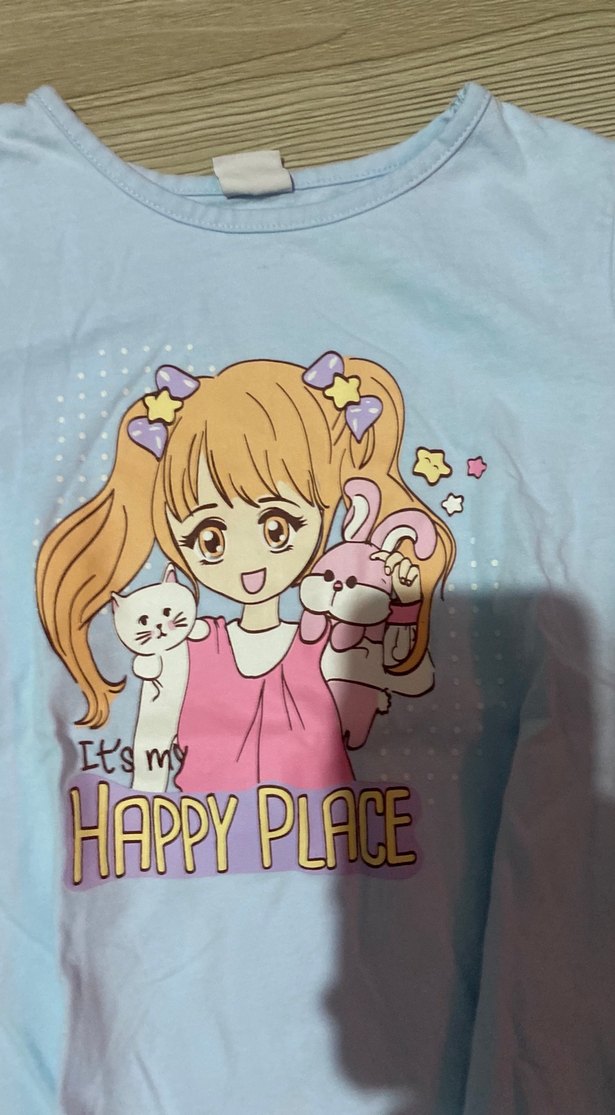 Mavi Kız Çocuk Uzun Kollu Baskılı Tişört - Görsel 2