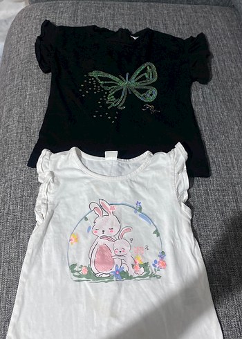 Kız Çocuk Payetli Straplez Baskılı Tişört - Görsel 2