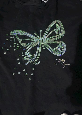 Kız Çocuk Payetli Straplez Baskılı Tişört - Görsel 4