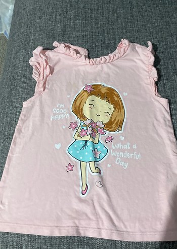 Kız Çocuk Pembe Fırfırlı Kolsuz Tişört - Görsel 5