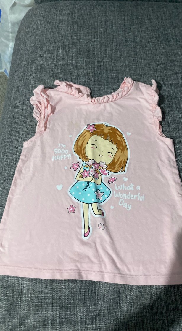 Kız Çocuk Pembe Fırfırlı Kolsuz Tişört - Görsel 5