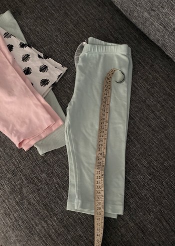 4 tane Düğmeli Pamuklu Kız Taytları - Gri ve Pastel - Görsel 12