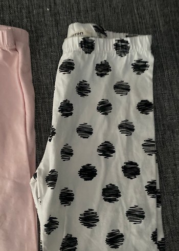 4 tane Düğmeli Pamuklu Kız Taytları - Gri ve Pastel - Görsel 3