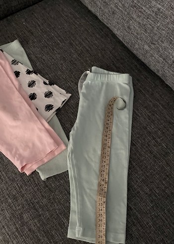 4 tane Düğmeli Pamuklu Kız Taytları - Gri ve Pastel - Görsel 13