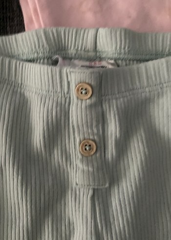 4 tane Düğmeli Pamuklu Kız Taytları - Gri ve Pastel - Görsel 7