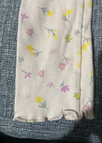 Kız Çocuk Pembe Çiçek Desenli Tayt - Görsel 2