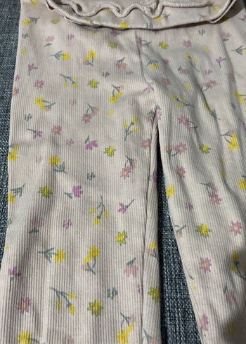 Kız Çocuk Pembe Çiçek Desenli Tayt - Görsel 4