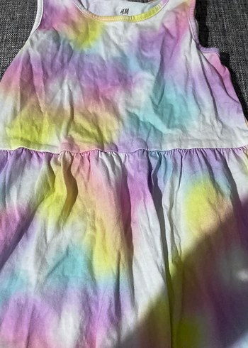 Kız Çocuk Çok Renkli Bağlama Desenli Elbise - Görsel 3