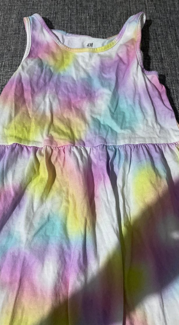 Kız Çocuk Çok Renkli Bağlama Desenli Elbise - Görsel 3