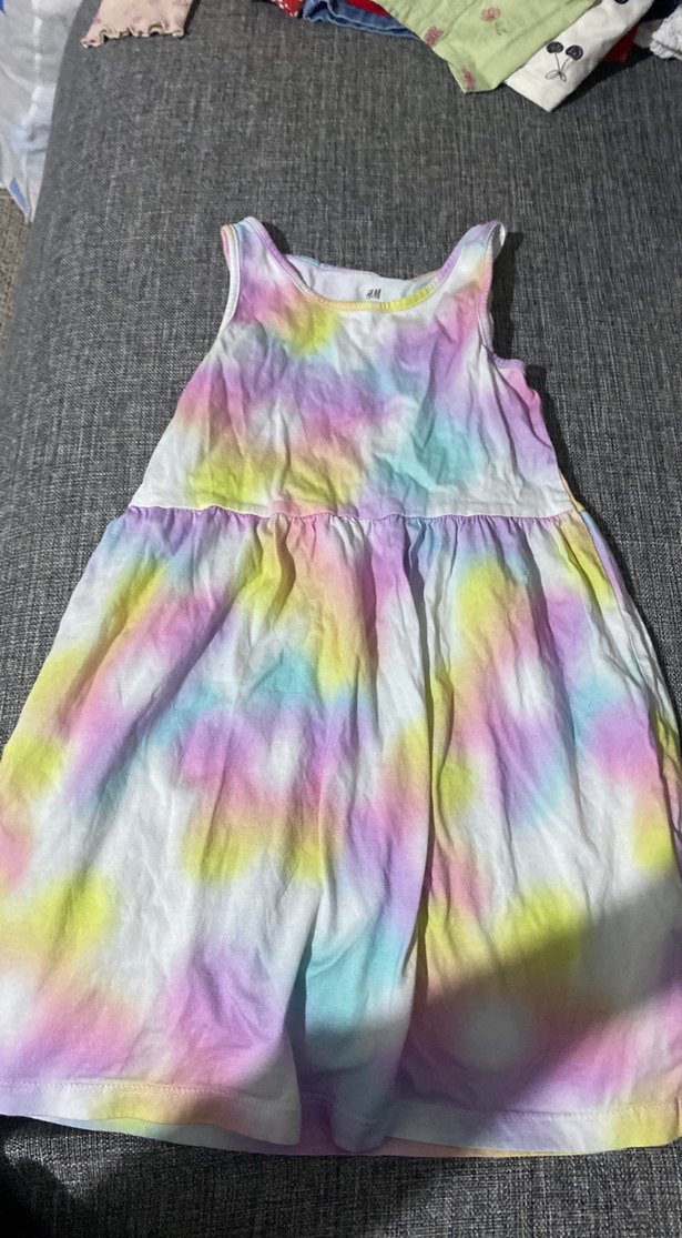 Kız Çocuk Çok Renkli Bağlama Desenli Elbise - Görsel 2