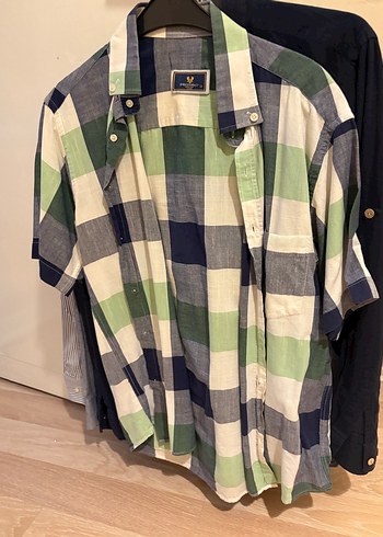 10 adet M beden erkek gömlek 
Gri Keten Erkek Gömlek, Düğmeli, - Görsel 7