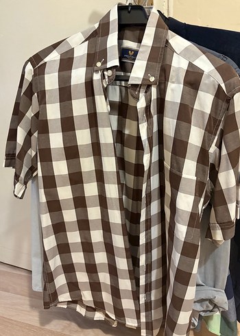 10 adet M beden erkek gömlek 
Gri Keten Erkek Gömlek, Düğmeli, - Görsel 5