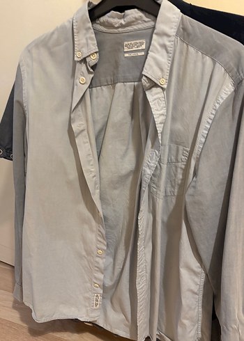 10 adet M beden erkek gömlek 
Gri Keten Erkek Gömlek, Düğmeli, - Görsel 4