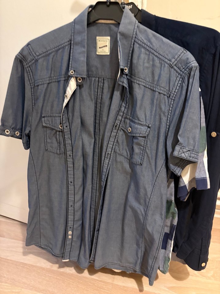 10 adet M beden erkek gömlek 
Gri Keten Erkek Gömlek, Düğmeli, - Görsel 3