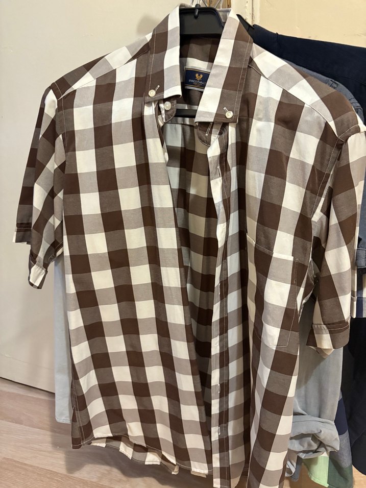 10 adet M beden erkek gömlek 
Gri Keten Erkek Gömlek, Düğmeli, - Görsel 5