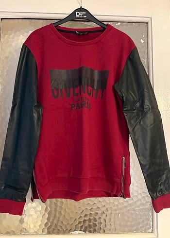 Bordo Deri Kollu Erkek Sweatshirt - Görsel 2