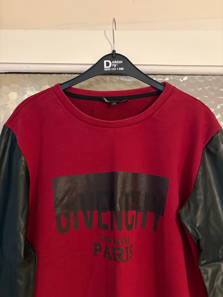 Bordo Deri Kollu Erkek Sweatshirt - Görsel 3