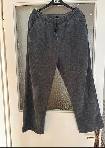 Gri Bol Kesim Keten Kumaş Kadın Pantolon - Görsel 4