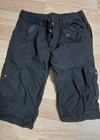 Siyah Keten Bol Kesim Kemerli Pantolon - Görsel 2