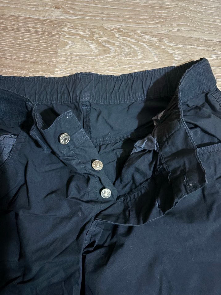 Siyah Keten Bol Kesim Kemerli Pantolon - Görsel 3