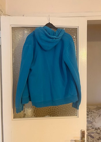 Mavi Kapüşonlu Fermuarlı Erkek Sweatshirt - Görsel 3