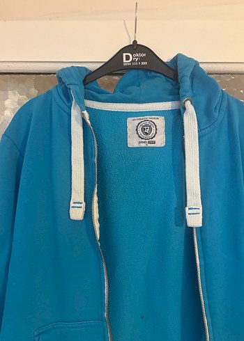 Mavi Kapüşonlu Fermuarlı Erkek Sweatshirt - Görsel 2