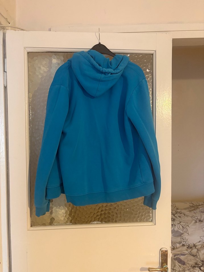 Mavi Kapüşonlu Fermuarlı Erkek Sweatshirt - Görsel 3