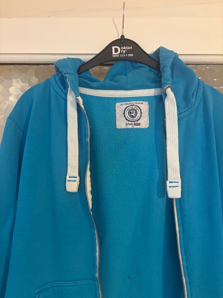 Mavi Kapüşonlu Fermuarlı Erkek Sweatshirt - Görsel 2