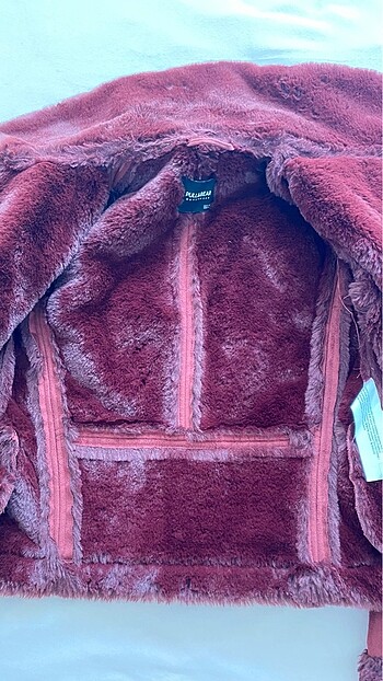 s Beden bordo Renk Pull and bear biker bordo kürklü ceket