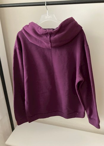 Mor Kapüşonlu Rahat Kesim Sweatshirt - Görsel 3