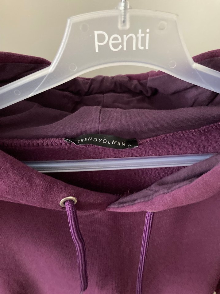 Mor Kapüşonlu Rahat Kesim Sweatshirt - Görsel 2