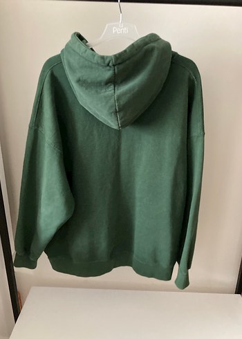 Kadın Yeşil Fermuarlı Kapüşonlu Sweatshirt - Görsel 3