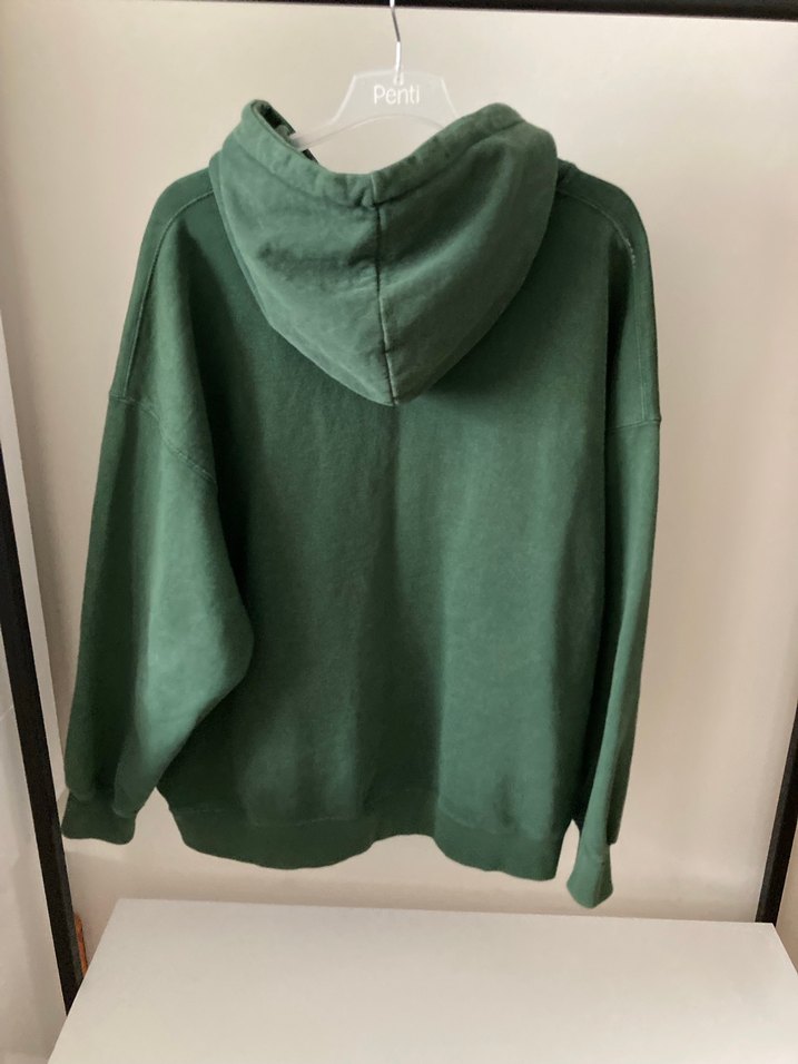 Kadın Yeşil Fermuarlı Kapüşonlu Sweatshirt - Görsel 3