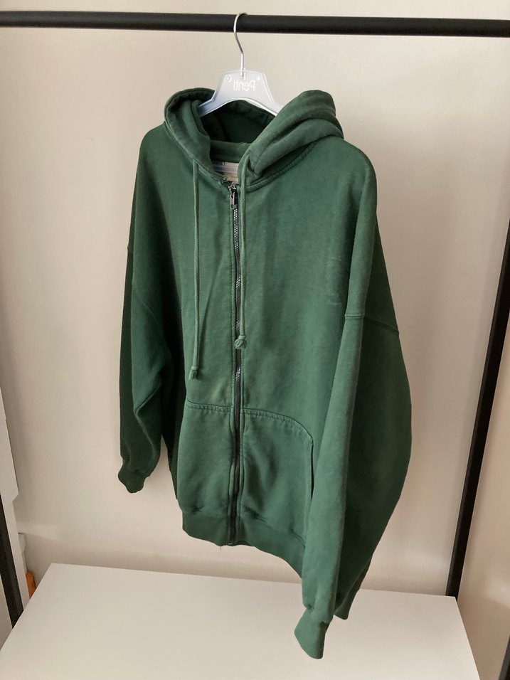 Kadın Yeşil Fermuarlı Kapüşonlu Sweatshirt - Görsel 2