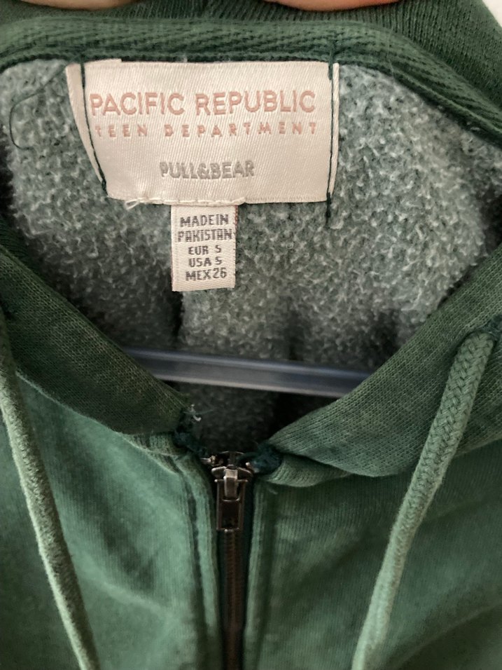 Kadın Yeşil Fermuarlı Kapüşonlu Sweatshirt - Görsel 4