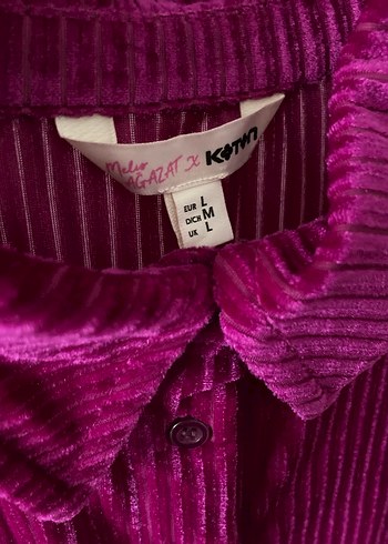 Mor Uzun Kollu Düğmeli Kadın Gömlek - Görsel 4