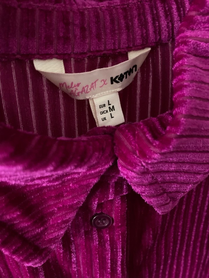 Mor Uzun Kollu Düğmeli Kadın Gömlek - Görsel 4