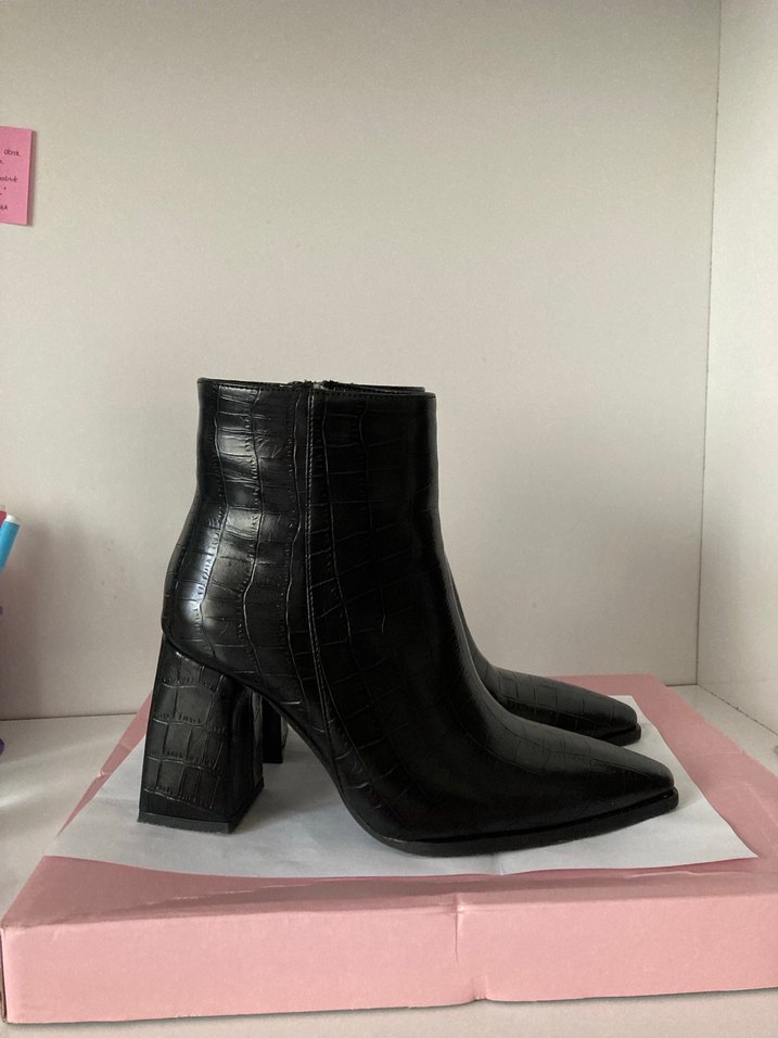 Nişantaşı Shoes Juanita Siyah Desenli Topuklu Bot - Görsel 5