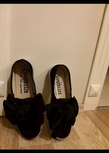 36 Beden siyah Renk Kız Çocuk Siyah Fiyonklu Loafer Ayakkabı