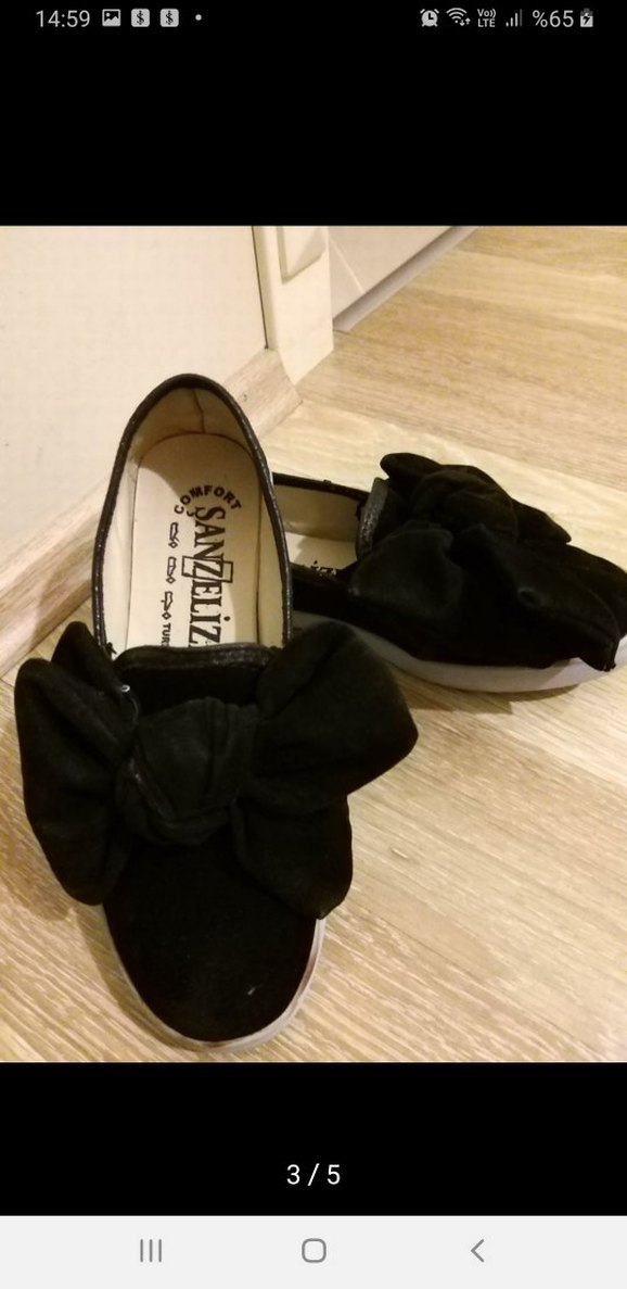 Kız Çocuk Siyah Fiyonklu Loafer Ayakkabı - Görsel 3