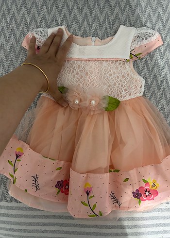 Kız Çocuk Pembe Dantel Detaylı Elbise - Görsel 2