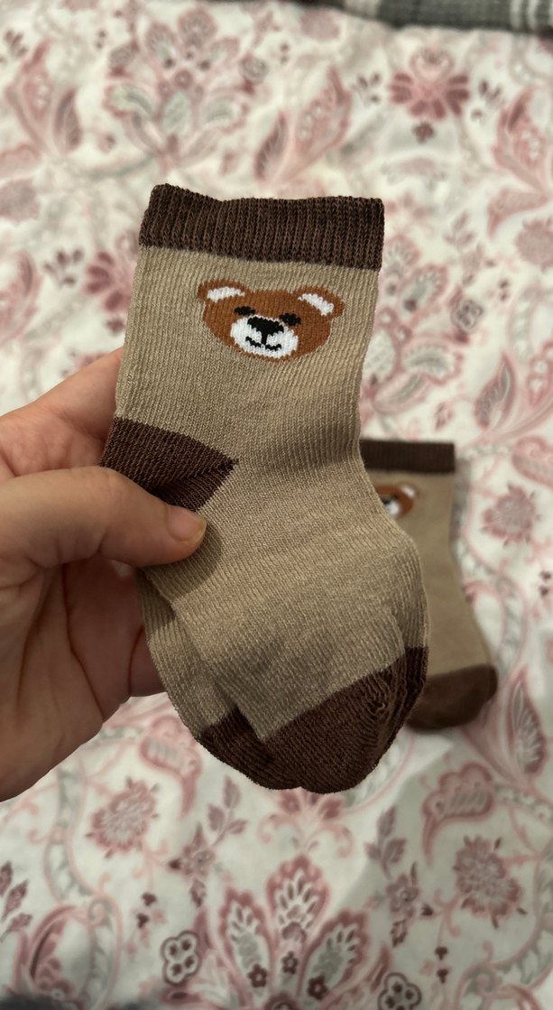 Kahverengi Nakışlı Bebek Çorapları - Görsel 2