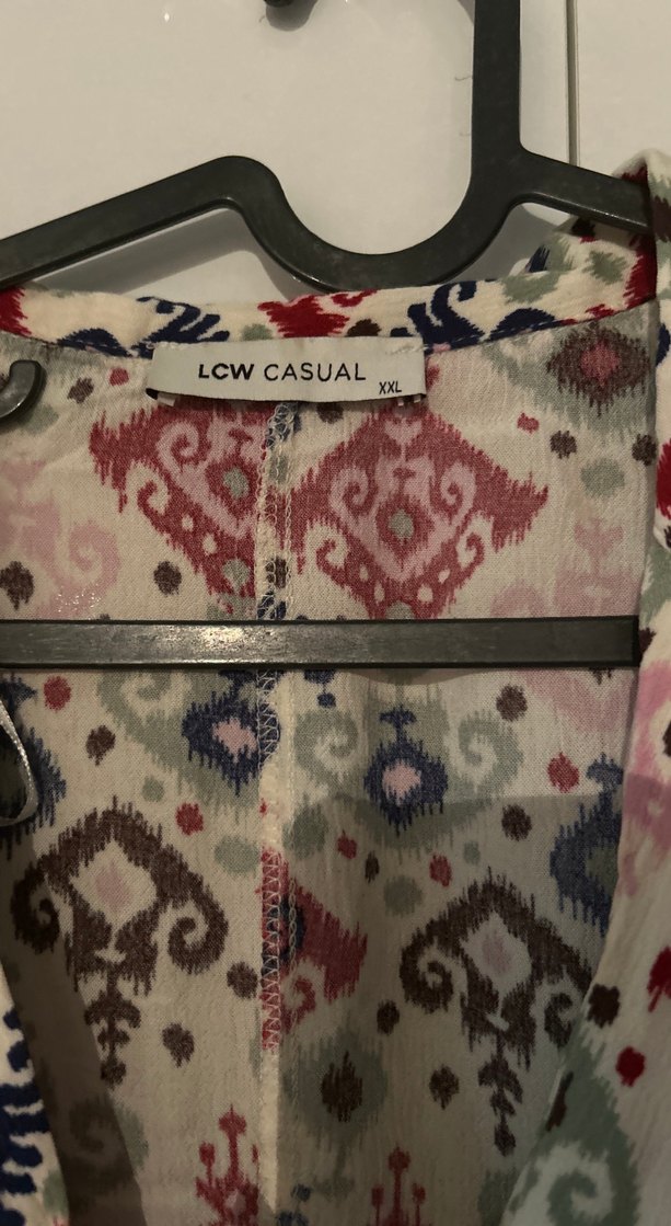 Bohem Çok Renkli V Yaka Uzun Kollu Bluz - Görsel 2