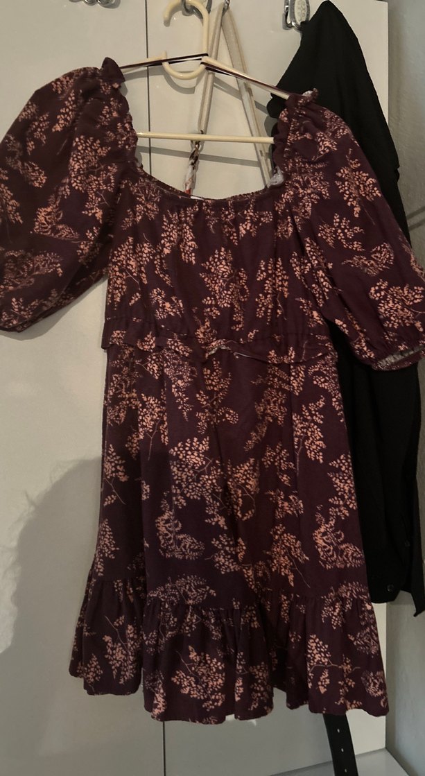 Bordo Bohem Salaş Mini Elbise - Görsel 4