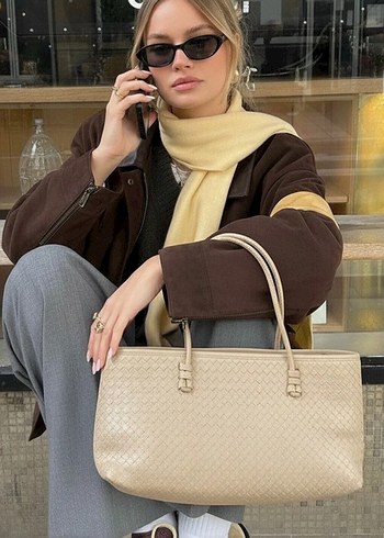 Bej Deri Kadın Çanta - Görsel 2