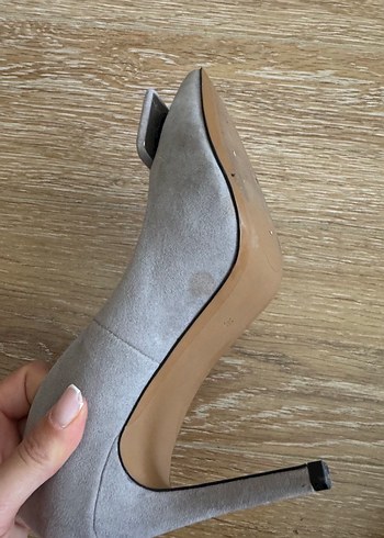 39 Beden gri Renk Gri Süet Stiletto