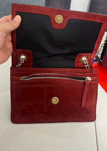 Bordo Süet Zincir Detaylı Kadın Çanta - Görsel 5