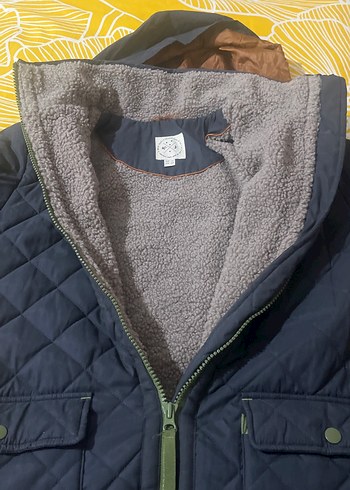 Lacivert kapüşonlu uzun mont - Görsel 3