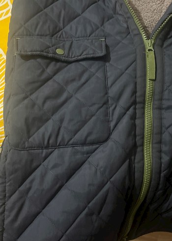 Lacivert kapüşonlu uzun mont - Görsel 4